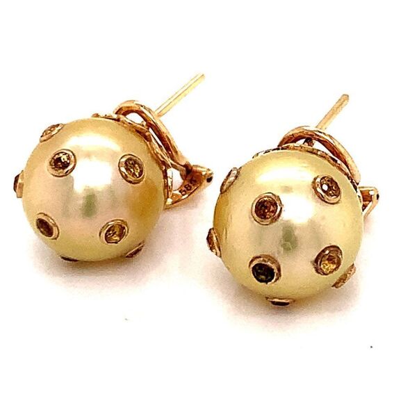 South Sea Pearl Sapphire Earrings 14k Gold 11.33 mm Certified $5,950 113478 - Picture 13 of 16